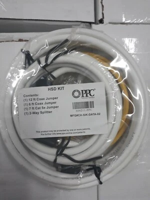 PPC HSD Kit - 12' & 6' Coax, 7' Cat 5e, 2-Way Splitter, Spectrum 606211-PPC - Image 1 of 2