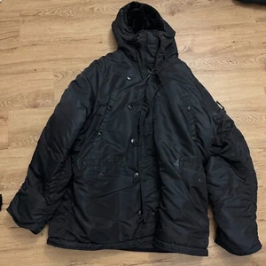 Alpha Industries Men's Black Parka Extreme Cold Weather Faux Fur Hood Size 5XL - Picture 1 of 8