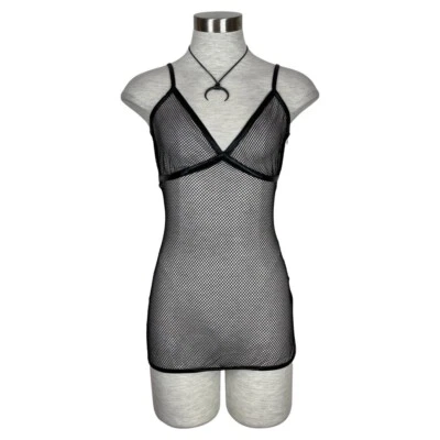 罕见 Living Dead Souls 哥特朋克哥特渔网黑色上衣 ST1081 — 第 1/4 张图片