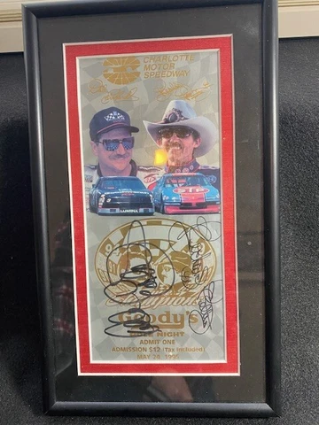 1995 Charlotte Nascar Goody's Pole Night Dale Earnhardt And Richard Petty Signed Cover