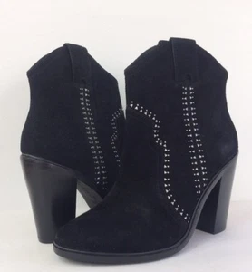 New Joie Monte Women's 37 Suede Black Studded Ankle Heels Bootie Boots Size 37 - Picture 1 of 12