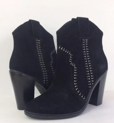 New Joie Monte Women's 37 Suede Black Studded Ankle Heels Bootie Boots Size 37 - Image 1 of 4