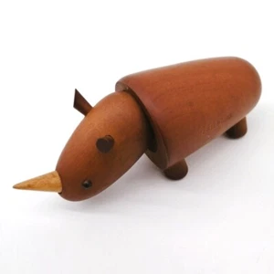 Vintage Japanese Wooden Rhinoceros Figure – Royal Pet by KOKESHI Artist OTA989 - Picture 1 of 16