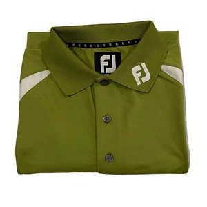 FootJoy FJ Prodry Lisle Stretch Polo Golfing Shirt Green & White Size Medium - Picture 1 of 10