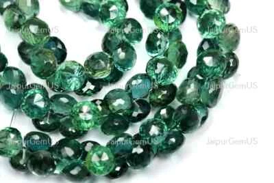 4 Inch Strand, Teal Green Quartz Faceted Onion Shape Beads Size-10-11mm - Image 1 of 4