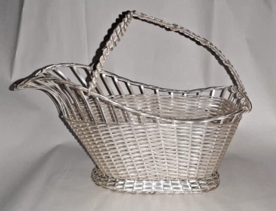 BASKET WEAVE WINE CADDY SILVER PLATE STAMPED FRANCE WA,  WILLIAM ADAMS FRANCE - Image 1 of 4