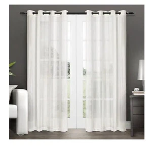 Penny Off-White Solid Sheer Grommet Top Curtain, 50 in. W x 84 in. L (Set of 2) - Picture 1 of 1