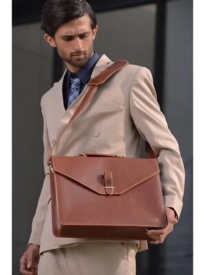 ObiPelle Genuine 100% Real Leather Men’s Messenger Bag - Oscar (Geneva Brown) - Image 1 of 4