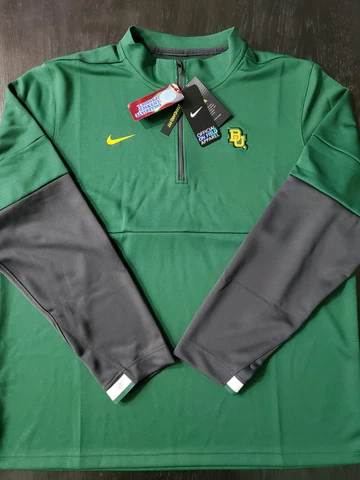 New Men's Nike Baylor Bears Coaches Quarter-Zip Pullover Jacket Style CQ5686-341 Cover