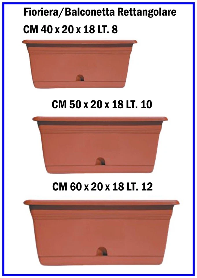 Fioriera Balconetta Rettangolare Vaso Fiorere per Fiori Piante Esterno Balcone - Immagine 1 di 1