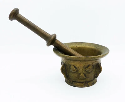 Style Ancien Mortier en Bronze/en Laiton Avec Pistill. (A) - Photo 1/4