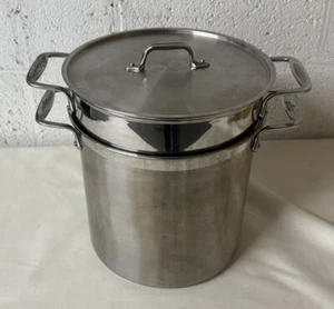 All-Clad 4pc Multi-Pot Stainless Steel Stock Strainer Steamer Insert & Lid 14 qt - Picture 1 of 8