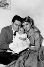 Debbie Reynolds And Husband Holding Their Children Print Wall Art - POSTER 20x30