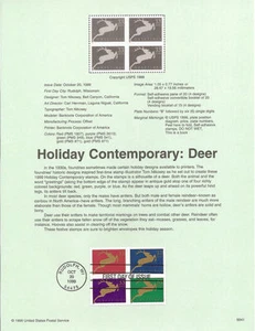 #9941 33c Christmas Deer Stamps #3356-59 - Souvenir Page - Picture 1 of 1