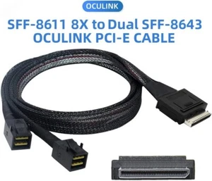 OCuLink PCIe PCI Express SFF-8611 8x8 Kanal auf Dual SFF-8643 HD 4x SSD Kabel - Bild 1 von 9