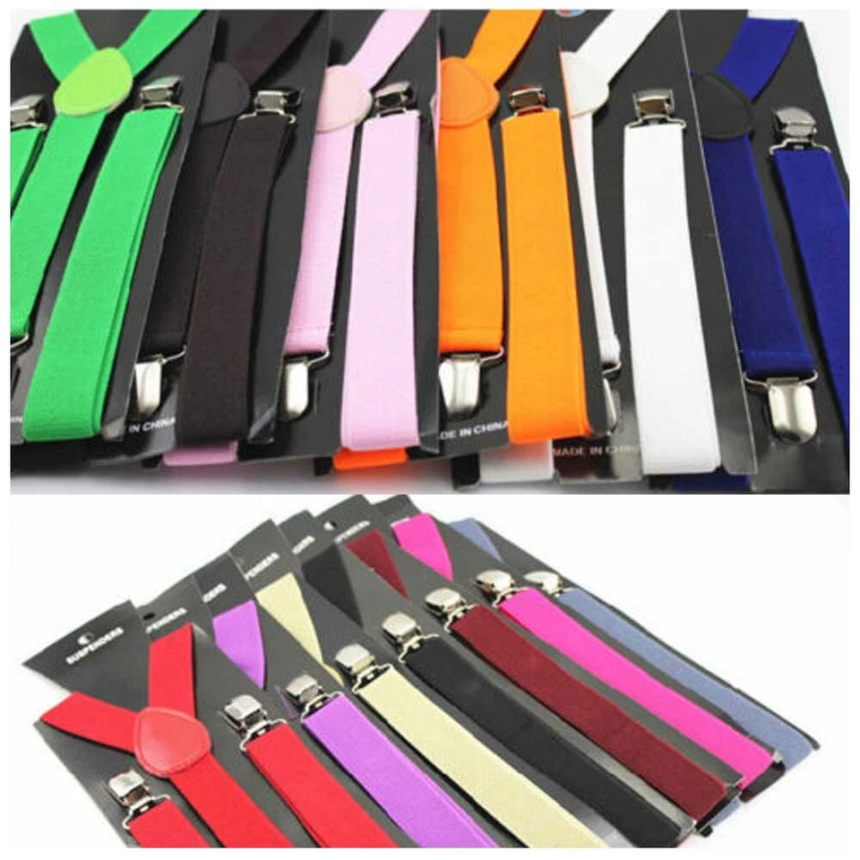 Unisex Mens Elastic Clip On Solid Color Y-Shape Adjustable Braces Suspenders - Image 1 of 1