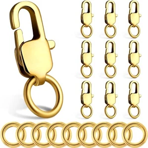 10pcs/Set 14K Solid Yellow Gold Jewelry Lobster Clasp Bead Open Jump - Picture 1 of 24