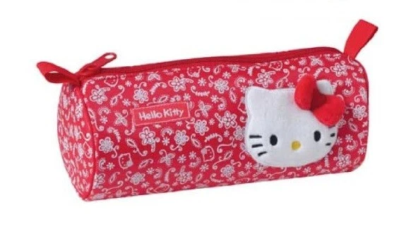 Hello Kitty Barell Stile Make -up Borsa con Pelo Kitty Motivo - Immagine 1 di 1