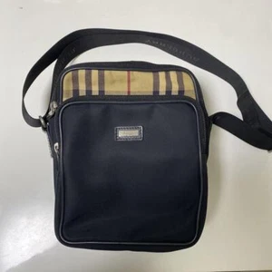 BURBERRY BLACK LABEL Shoulder Bag Black Beige Nylon From Japan - Picture 1 of 24