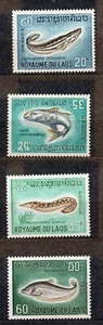LAOS/1967/MNH/SC# 148-51/ RIVER FISHES / CATFISH / SPINY EEL / KNIFEFISH - Picture 1 of 1