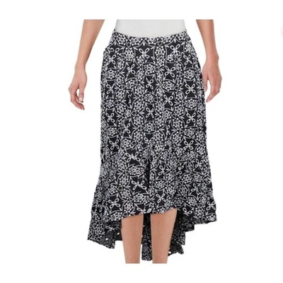 Maxi Falda INC International Concepts Boho Y2K Bordada con Ojales Negra Mediana  Foto 1 de 4