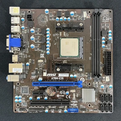 MOTHERBOARD/CPU COMBO: MSI A78M-E35 (FM2/FM2+) mATX + A4 6300 - Tested Working! - Image 1 of 4