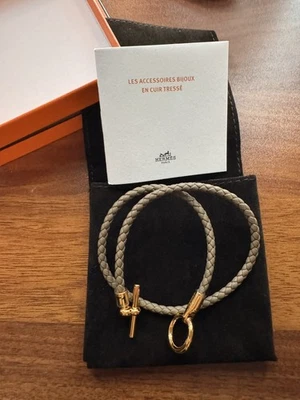 Pulseira Hermes Glenan Double Tour Étoupe T1 com caixa e bolsa 100% autêntica - Imagem 1 de 4