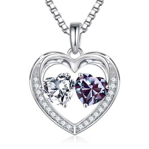Gifts for Women - Double Heart Birthstone Necklace, Jewelry Gifts for Wife Gi... - Picture 1 of 7