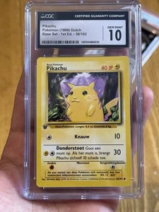 1st Edition Dutch Base Set Pikachu (58/102) in CGC 10 Gem Mint - Picture 1 of 3