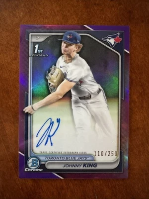 2024 Bowman Draft Chrome Johnny King 1st Purple Refractor Auto 110/250 RC ROOKIE - Image 1 of 2