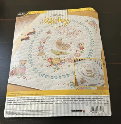Bucilla SWEET BABY Funda Cuna KIT PUNTO DE CRUZ ESTAMPADO 34" X 43" Peluche Floral Foto 1 de 4