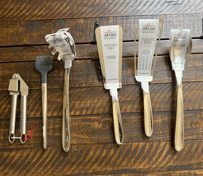 Herramientas de precisión todo revestido tenedor de pasta, 2 giradores flexibles, cuchara sólida, prensa de ajo Foto 1 de 4