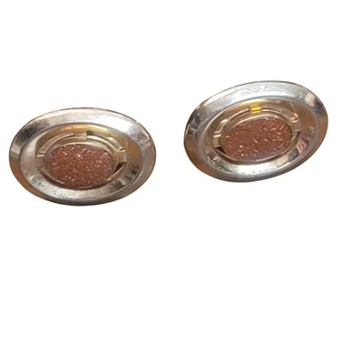 Vintage Anson Goldstone Oval Cufflinks Gold Tone Sparkling Sun Sitara Stone - Image 1 of 4