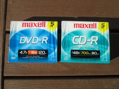 NEW Maxell DVD-R 5 pack 4.7 GB Recordable Write Once DVD 120 minutes CD-R Cases - Image 1 of 3