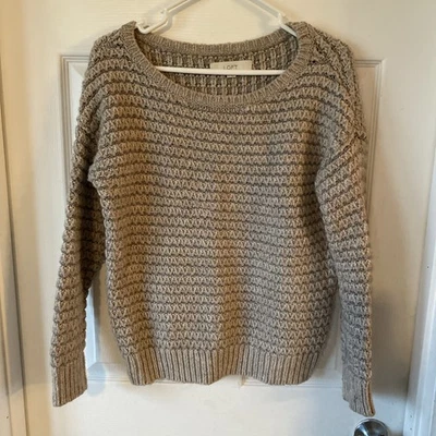 Suéter Ann Taylor Loft Para Mujer Talla M Gris/Beige Mezcla Metálica Lana/Alpaca Foto 1 de 4