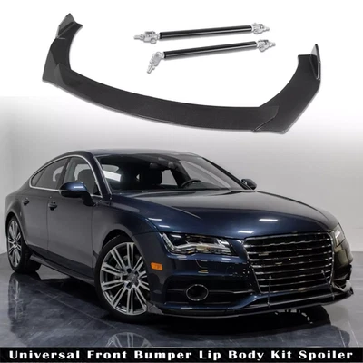 For Toyota Camry Universal Carbon Front Bumper Lip Spoiler Splitter+Strut Rods Foto 1 de 4