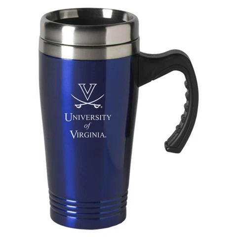 Virginia Cavaliers Engraved 16oz Stainless Steel Travel Mug - Blue Cover