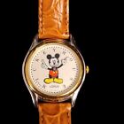 Vintage Lorus by Seiko Disney Mickey Mouse Uhr v501-6P80 braunes Lederband