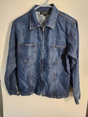 Chaqueta Jean Karen Kane Petite Denim Bolsillos en el Pecho Cremallera Foto 1 de 4