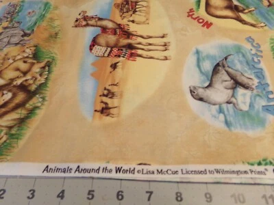35" X 42"  VINTAGE "ANIMAL AROUND THE WORLD" by LISA McCUE COTTON NEW #7161 - Image 1 of 4