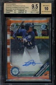Bowman 2019 cromado Julio Rodríguez naranja refractor automático/25 BGS 9,5 GEM - Imagen 1 de 2