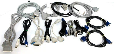VGA Cable Lot of 14 Various Types & Lengths pre owned Male & Female - Image 1 of 4