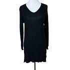 EILEEN FISHER Sweater Womens PS Black 100% Wool Tunic Knit V-Neck Small Petite