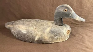 Antique Carved Wood Glass Eyes Duck Decoy w Old Paint Primitive Hunting Decor - Picture 1 of 10