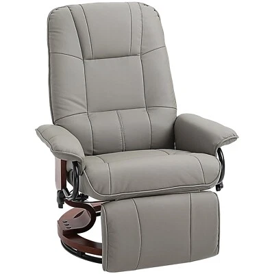 HOMCOM Faux Leather Recliner Chair Adjustable Manual Swivel Base with Relaxing Footrest