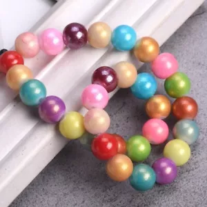 4mm 6mm 8mm 10mm Round Shiny Foil Coated Opaque Glass Loose Spacer Beads Lot - Picture 1 of 19