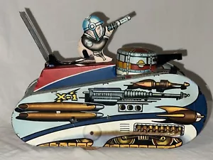 vintage marx tin litho rex mars planet patrol tank. X-1.No Wind-up Key. Untested - Picture 1 of 22