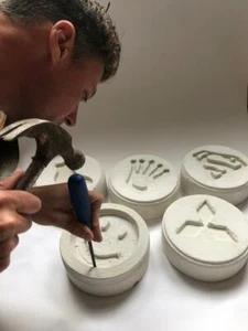 Huge Hand Carved Cement Ecstasy Pills, Mitsi, Dove, Rolex, Smiley, Superman - Picture 1 of 19
