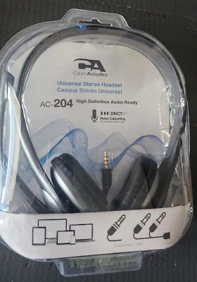 Cyber Acoustics AC-204 Universal Stereo Headset w/ Noise Canceling Mic DNCT4. - Image 1 of 2