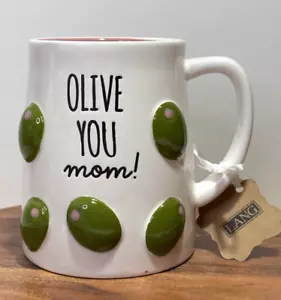 LANG OLIVE YOU MOM! Strukturierte Keramik Kaffee Tee Becher Tasse Muttertag Geschenk - Bild 1 von 9